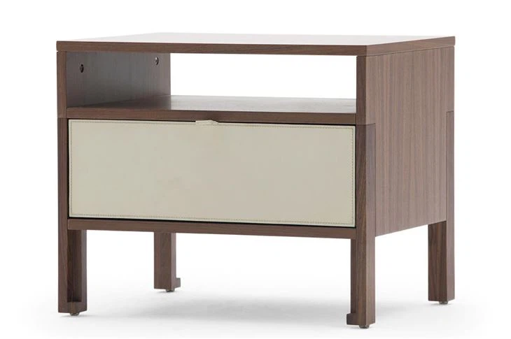 Walnut veneer hotel guestroom nightstand villa bedroom bedside table